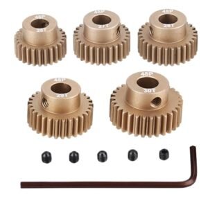 JIECHUN 48DP Pinion Motor Gear Set 26T 27T 28T 29T 30T Premium 7075 Aluminium Alloy for Gas Powered RC Model Boats with 5mm Shaft