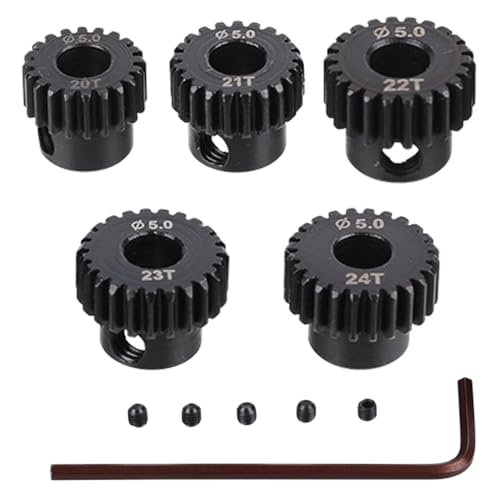 JIECHUN Techno Gears RC Monster Truck Pinion Gear Set 20T 21T 22T 23T 24T 5Pcs 48DP 5mm Shaft Hole