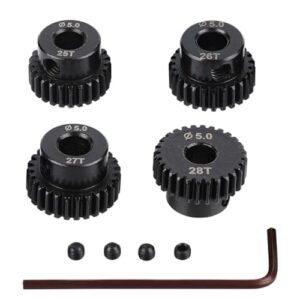 JIECHUN 25T 26T 27T 28T 4Pcs 48DP 5mm Shaft Hole Motor Pinion Gears Best RC Monster Truck Under 200