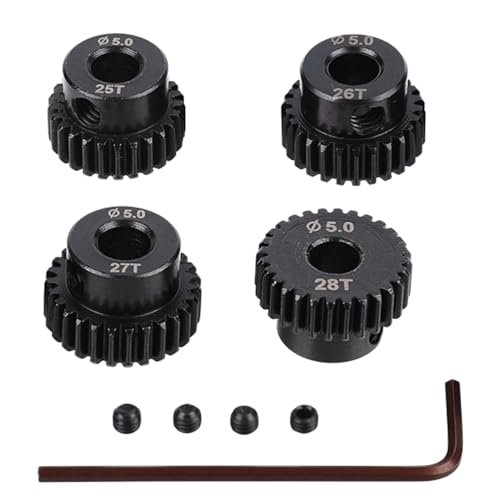 JIECHUN 25T 26T 27T 28T 4Pcs 48DP 5mm Shaft Hole Motor Pinion Gears Best RC Monster Truck Under 200