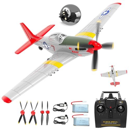 RCXSUV Ez Fly RC Plane P51 Mustang 4 Channel Ready to Fly with X Pilot Stabilization One Key Aerobatics 2.4GHz 6 Axis Gyro Remote Control Aircraft