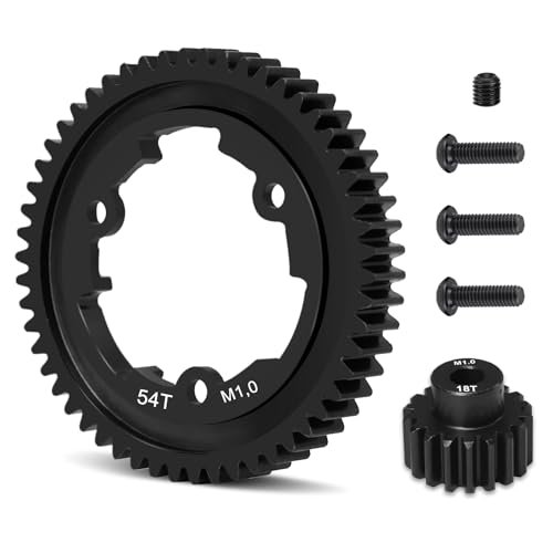 OGRC 54T 1 Mod Hardened Steel Spur Gear with 18T Motor Pinion Gear for Traxxas 1/5 X Maxx 1/7 XO 1 1/10 Maxx E Revo 2 0 VXL RC Motor Mod