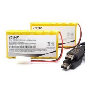 2 Pack 8.4V 1000mAh Ni CD Battery Pack with Tamiya Connector and USB Charger for Battling RC Laser Tag Trucks and Electric Toys