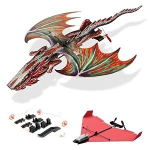 POWERUP 4.0 Dragon Edition RC Dragon Smartphone Controlled Paper Airplane Kit with Autopilot Gyro Stabilizer for Hobbyists and Pilots