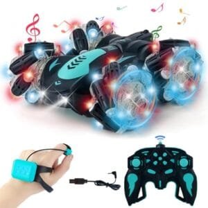 SYOZAC G171 RC Car Gesture Sensing Stunt Toy with 2.4G Remote Control 4WD 360° Flips for Boys Age 6 and Up Blue