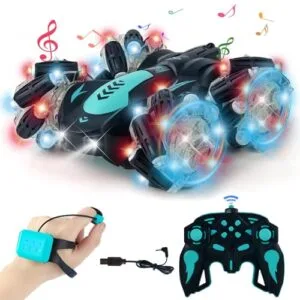 SYOZAC G171 RC Car Gesture Sensing Stunt Toy with 2.4G Remote Control 4WD 360° Flips for Boys Age 6 and Up Blue
