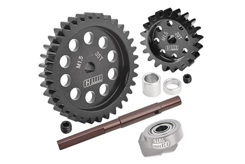 Traxxas 40Cr Carbon Steel M1.5 Spur Gear 35T and Motor Gear 20T Upgrade Kit for RC Monster Truck Mudding on X Maxx 6S 8S and XRT 8S Models
