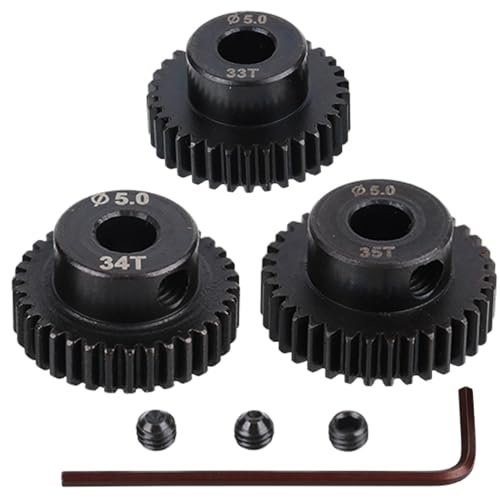 JIECHUN RC Motor Pinion Gear Set 33T 34T 35T 3Pcs 48DP 5mm Shaft Hole for Altair 1/10 Scale RC Truck