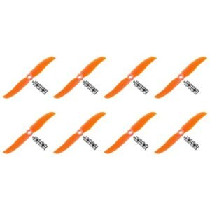 MECCANIXITY 5030 Propellers 5x3 Prop 2 Vane Fixed Wing Orange Replacement Props with Adapter Rings for Aerofred RC Plans Airplane RC Plane Pack of 8