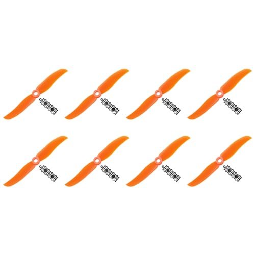 MECCANIXITY 5030 Propellers 5x3 Prop 2 Vane Fixed Wing Orange Replacement Props with Adapter Rings for Aerofred RC Plans Airplane RC Plane Pack of 8