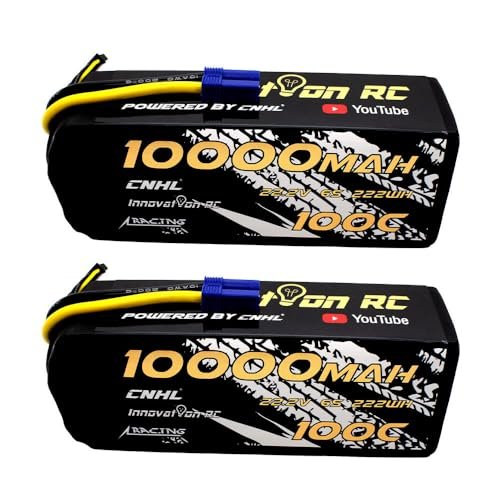 CNHL Stitching Snow RC Lewis 22.2V 10000mAh 6s Lipo Battery 100C Soft Case with EC5 Connector for RC Car Truck Tank Boat Racing Models 2 Packs