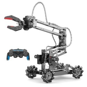 YAZHIYI Robot Arm Building Kit 103Pcs Flexible Remote Control Robotic Arm with 360° Gripper and Wheels STEM Educational Toy for Kids Adults