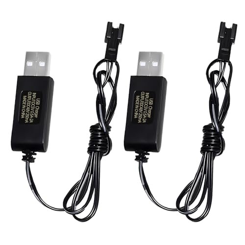 AMZZN 2PCS 4.8V 250mA USB Charging Cable with SM 2P Plug Connector for Kabolite 336 RC Excavator SY E511 E562 TD141 Remote Control Vehicles 4.8V NiCd NiMH Lipo Batteries