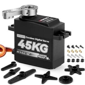 Smraza 45KG Coreless Servo Motor High Torque Waterproof Digital Stainless Steel Gear Servo for RC Car Truck Crawler Robot Boat 1/10 1/8 1/12 Scale with 25T Servo Horn 180°