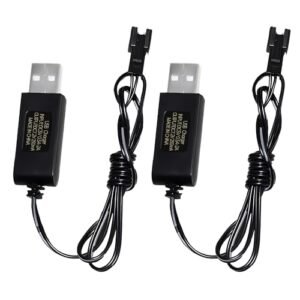 AMZZN 2PCS 7.2V 250mA USB Charging Cable with SM 2P Plug Connector for RC Plane Wrecks Excavators Trucks Tanks Engineering Vehicles