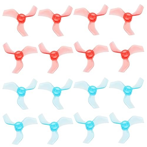 eMagTech 16pcs 40mm 3 Blade Props 1.0mm Shaft Drone Blades for Beta75S Beta75 Pro Beta75 Pro 2 Models Blue Red
