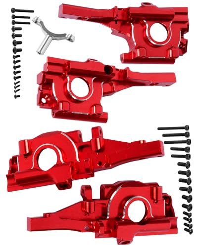 Rcarmumb RC Riptide Front and Rear Bulkhead Gearbox Upgrades Part for 1/16 E Revo VXL Slash 4WD Summit Alloy Aluminum Bulkhead Gearbox Hops Up Red