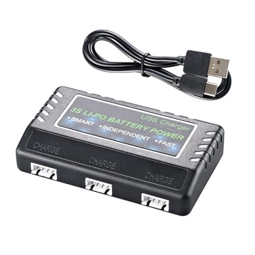 Pinsinholy 3 in 1 RC Boat Plane Car USB LiPo Battery Balance Charger Cable 11.1V 800mA with XH 4P Connector Plug