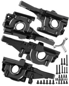 HopsupRC Aluminum Front Rear Bulkhead Gearbox Upgrades for 1/16 Mini E Revo Slash Summit RC Car Alloy Front Rear Bulkhead Transmission Case Hops Up Black 1/16 RC Shocks