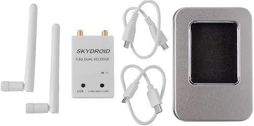 Skydroid OTG 5.8G 150CH UVC Dual Antenna FPV Receiver for RC Helicopter Simulator Android White