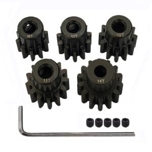 AMOGOT Metal Steel 32P Pinion Gear Set 3.175mm Shaft 10T to 14T with Hex Key Essential for Build a Car RC Projects