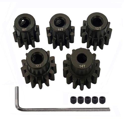 AMOGOT Metal Steel 32P Pinion Gear Set 3.175mm Shaft 10T to 14T with Hex Key Essential for Build a Car RC Projects