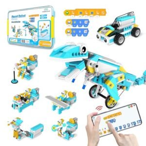 Makerzoid Coding Robot Kit Free RC Hobby for Kids Ages 6 Plus 200 in 1 RC Robot Building Toys with Scratch Junior Educational Coding Kit and 36 Free Video Courses