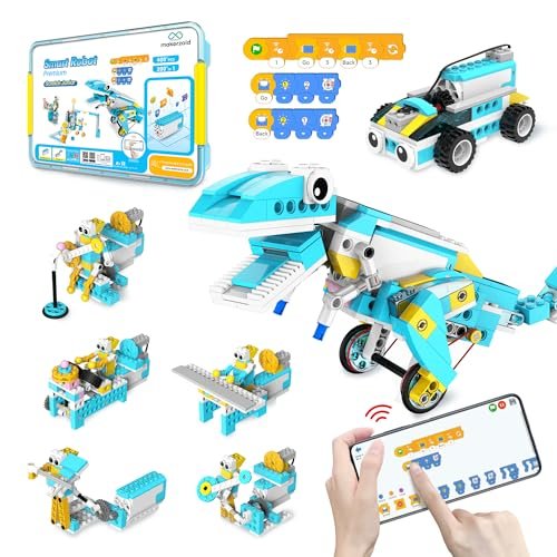 Makerzoid Coding Robot Kit Free RC Hobby for Kids Ages 6 Plus 200 in 1 RC Robot Building Toys with Scratch Junior Educational Coding Kit and 36 Free Video Courses