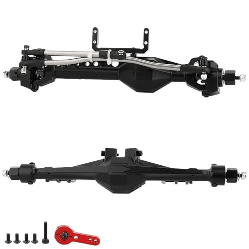 RZXYLRC SDM Dragonfly RC Plane CNC Aluminum Front Rear Straight Complete Axle for 1/10 Axial SCX10 III TRX4 RC Crawler Car Upgrade Parts Black