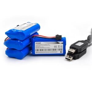 Coonyard Milwaukee Battery RC Car 4 Pack 7.4V 1500mAh Li ion Battery with SM 3P Plug and USB Charger for G03060R Amphibious RC Car DE82 M1A2 Tank Spobot 1205 C60