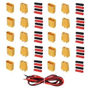 VLOZJXI XT60 Connectors with 2M 14 AWG Silicone Wire for Custom RC Boat Hulls DIY Projects 10 Pairs
