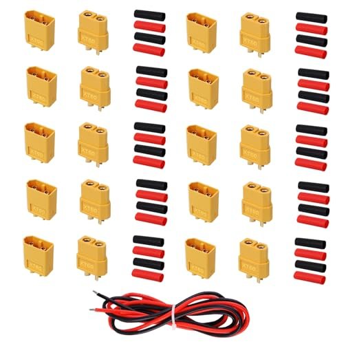 VLOZJXI XT60 Connectors with 2M 14 AWG Silicone Wire for Custom RC Boat Hulls DIY Projects 10 Pairs