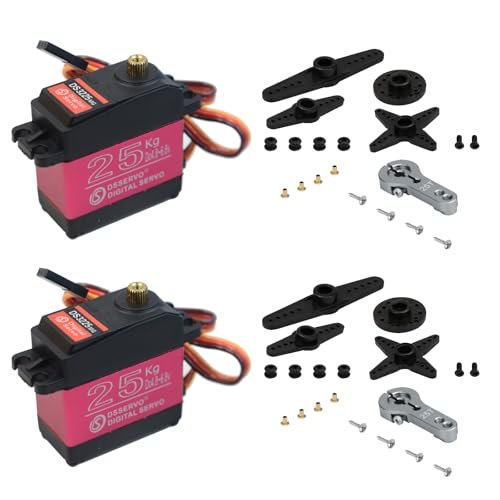 HOOYIJ 2 Pack 25KG Waterproof Digital Servo DS3225MG High Torque Full Metal Gear RC Servo for Tatra RC Truck 1/8 1/10 Scale Crawler Boat