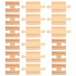 SEWACC Wood Train Track Expansion Packs 18pcs Make Your Own RC Nitro Fuel Compatible Wooden Railway Accessories