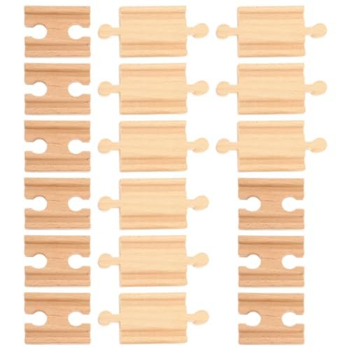 SEWACC Wood Train Track Expansion Packs 18pcs Make Your Own RC Nitro Fuel Compatible Wooden Railway Accessories
