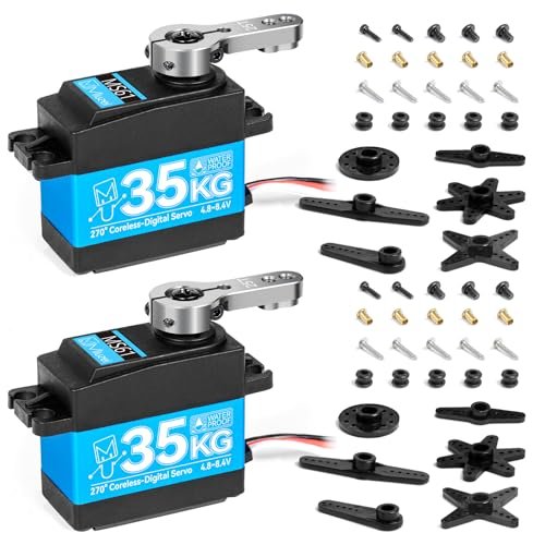Miuzei 35kg High Torque Coreless Servo Motor for Arduino Bluetooth RC Car APK Metal Gear Digital Servo Steering 1/8 1/10 RC Car Robotic DIY 270 Degree
