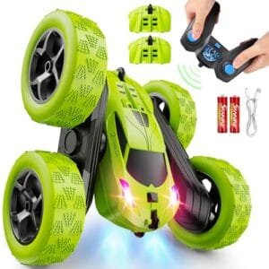QUNREDA RC 10 Cars Stunt Remote Control Toy for Kids 6+ with Rechargeable Battery and 360° Rotating Features Green