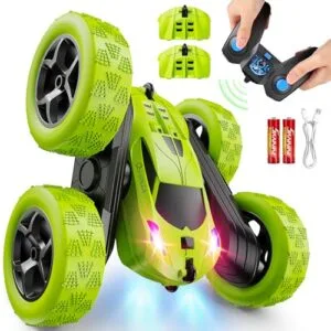 QUNREDA RC 10 Cars Stunt Remote Control Toy for Kids 6+ with Rechargeable Battery and 360° Rotating Features Green