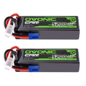 OVONIC 3S LiPo Battery 11.1V 5200mAh 120C with EC5 Plug RC Helicopter Spares for RC Car Truck Airplane Boat Racing Hobby 2 Packs