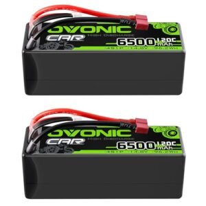 OVONIC 4S LiPo Battery 14.8V 6500mAh 120C with T to TRA Plug for RC Dirt Truck Racing and Hobby Vehicles 2 Packs