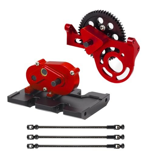 AMK Best RC Scale Crawler Kit 1/10 Scale Transmission Kit with 30 Overdrive Gear Box and 3Pcs Driveshafts for RC Crawler Axial SCX10 II Element Enduro DIY LCG Chassis Red