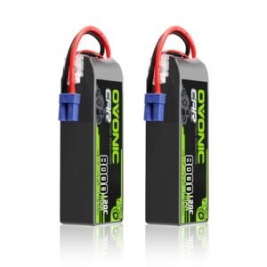 OVONIC Best 4S LiPo Battery for RC Car 14.8V 8000mAh 120C with EC5 Plug 2 Packs
