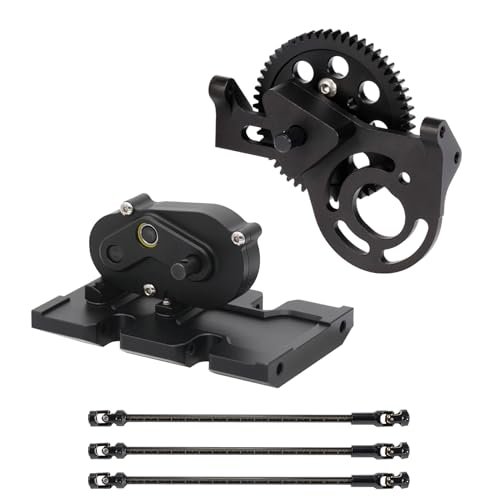 AMK 1/10 Scale RC Driver Transmission Kit with 30% Overdrive Gear Box and 3Pcs Driveshafts for RC Crawler Axial SCX10 II Element Enduro DIY LCG Chassis Black