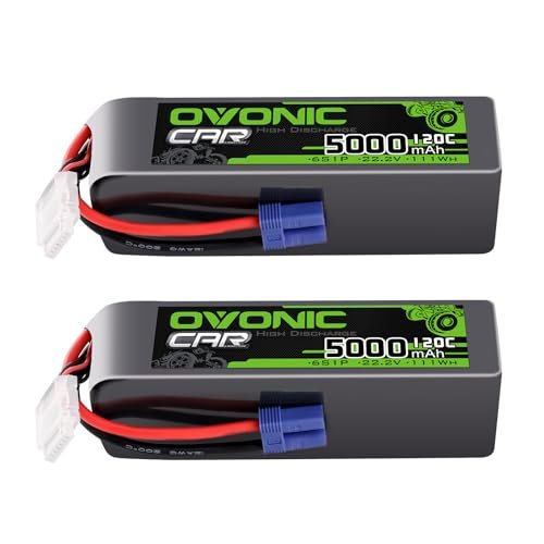 OVONIC 6S LiPo Battery 22.2V 5000mAh 120C with EC5 Plug Ideal for RC Boat Clubs and Racing Enthusiasts 2 Packs