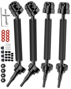 RCHuiWow RC Reactor Plane Drive Shaft Axles Upgrades Part for 1/10 Arrm a Senton Granite 3S Blx Mega550 Vortek 3S Blx Big Rock V2 Steel 45 Front Rear Driveshafts CVD 4PCS Black