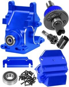 RCHuiWow RC Turboprop Gearbox Case Upgrade Part for 1/8 Arrm a Kraton Senton Outcast Typhon 1/7 Arrm a Mojave Limitless Alloy Aluminum Diff Housing with 43T Main Gear Navy Blue