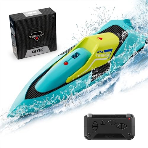 4DRC Mini Thunder RC Boat with LED Lights 2.4Ghz Remote Control Water Toy for Kids Durable ABS Plastic Pool Lake Play Capsize Recovery