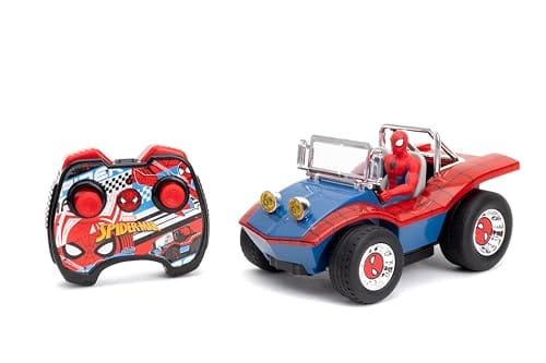 Jada Toys Spider Man RC Buggy Body with Non Removable Figure 7 Inch Turbo Button Remote Control for Kids Ages 6 Plus