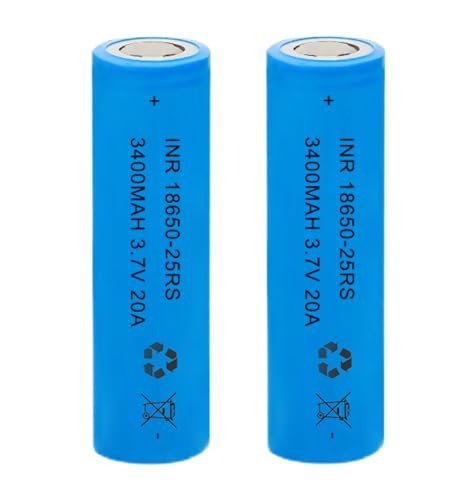 AFSONGOO 3.7 Volt 2 Packs 18650 Flat Top Rechargeable Batteries for 1970s RC Cars Flashlights and More Blue