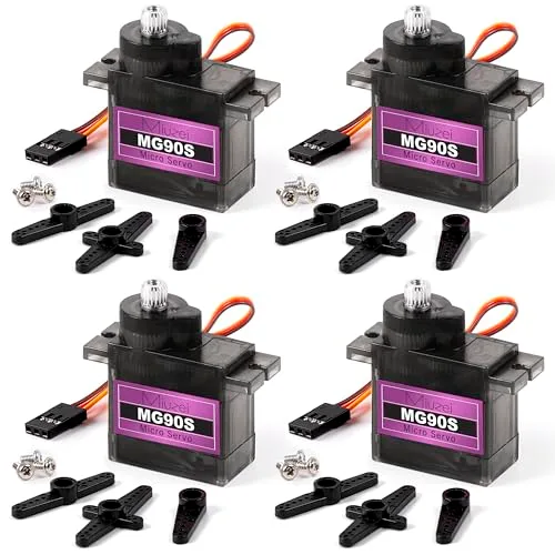 Miuzei MG90S 9G Micro Servo Motor Kit Metal Geared Servo for RC Car Robot Helicopter Arduino Project